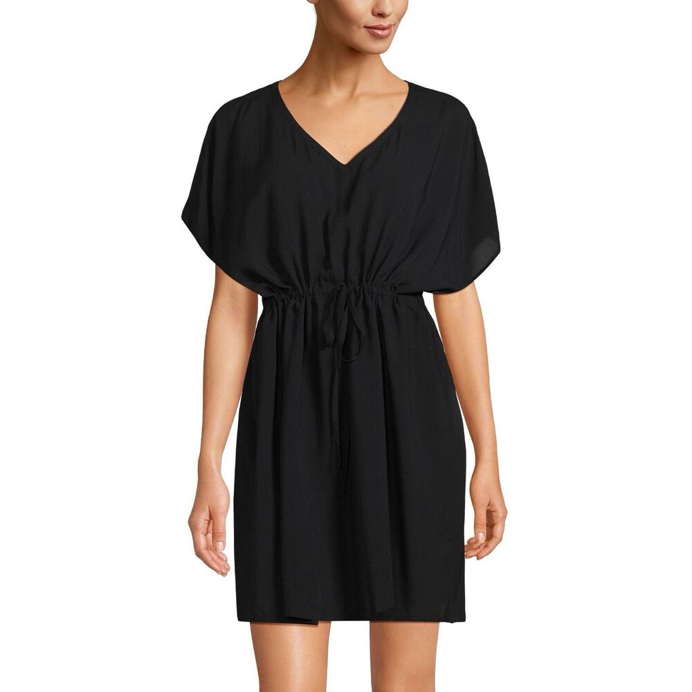 NWT Lands End's Modal Gathered Waist Swim Coverup Black - Size M/L